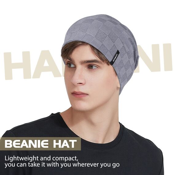 HAMUNI Slouch Beanie Mütze für Herren Damen, Dünne und Leichte Jacquard Jersey Beanies Chemo Kopfbedeckung Mützen Laufmütze Mütze Slouchy Baggy Beanie Unisex Flexible Klassische Winter Sommer Hüte