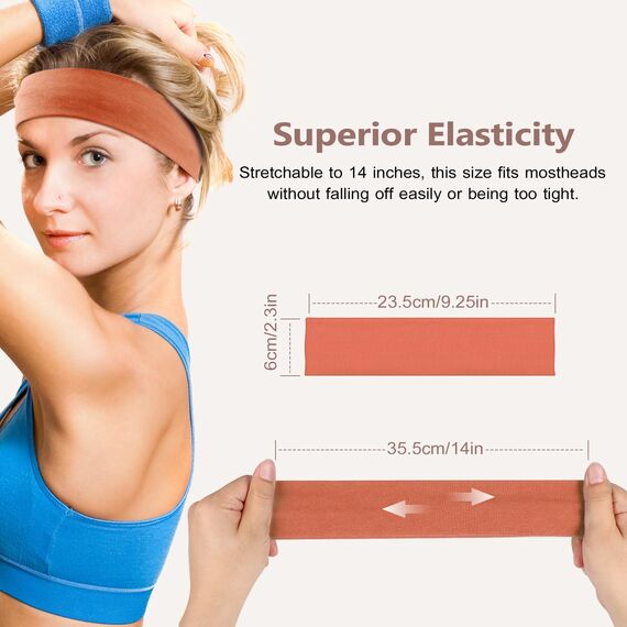 DiyJibb Stirnbänder für Damen, dehnbar, rutschfest, weiches Baumwolltuch, Haarbänder für Sport, Workout, Yoga und Laufen, 7 Stück