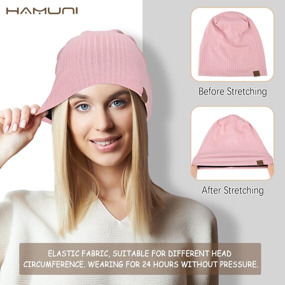 HAMUNI Slouchy Beanie Hip-Hop Weiche Leichte Laufende Beanie Mütze Atmungsaktivität Erwachsene Zwerg Hüte Chemo Cap Schädel Cap für Herren Damen (Korallenpulver)