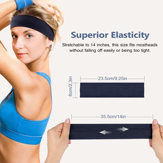 DiyJibb Stirnbänder für Damen, dehnbare, rutschfeste, weiche Baumwoll-Haarbänder für Sport, Workout, Yoga und Laufen, 7 Stück