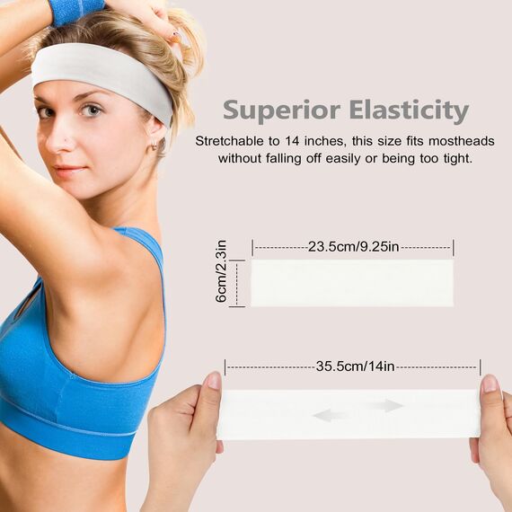 DiyJibb Stirnbänder für Damen, dehnbar, rutschfest, weiches Baumwolltuch, Haarbänder für Sport, Workout, Yoga und Laufen, 7 Stück