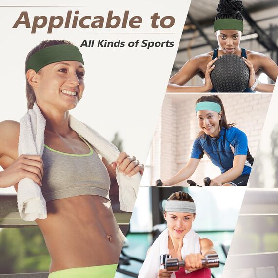 DiyJibb Stirnbänder für Damen, dehnbare, rutschfeste, weiche Baumwoll-Haarbänder für Sport, Workout, Yoga und Laufen, 7 Stück