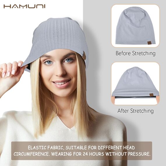 HAMUNI Slouchy Beanie Hip-Hop Weiche Leichte Laufende Beanie Mütze Atmungsaktivität Erwachsene Zwerg Hüte Chemo Cap Schädel Cap für Herren Damen (Nebelblau)