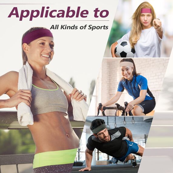 DiyJibb Stirnbänder für Damen, dehnbar, rutschfest, weiches Baumwolltuch, Haarbänder für Sport, Workout, Yoga und Laufen, 7 Stück