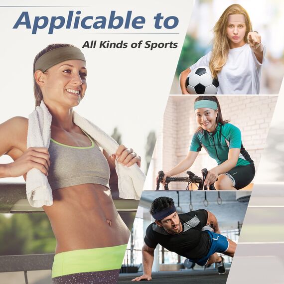 DiyJibb Stirnbänder für Damen, dehnbare, rutschfeste, weiche Baumwoll-Haarbänder für Sport, Workout, Yoga und Laufen, 7 Stück