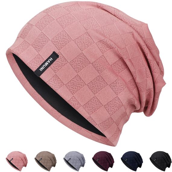 HAMUNI Slouch Beanie Mütze für Herren Damen, Dünne und Leichte Jacquard Jersey Beanies Chemo Kopfbedeckung Mützen Laufmütze Mütze Slouchy Baggy Beanie Unisex Flexible Klassische Winter Sommer Hüte