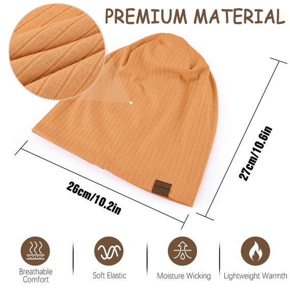 HAMUNI Slouchy Beanie Hip-Hop Weiche Leichte Laufende Beanie Mütze Atmungsaktivität Erwachsene Zwerg Hüte Chemo Cap Schädel Cap für Herren Damen (Kurkuma)