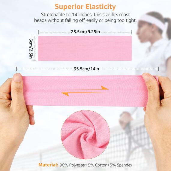 DiyJibb Stirnbänder für Damen, rutschfest, modische Sport-Haarbänder für Damenhaar, weiches Baumwolltuch, dehnbare Stirnbänder für Damen, für Workout, Yoga, Laufen, 7 Stück