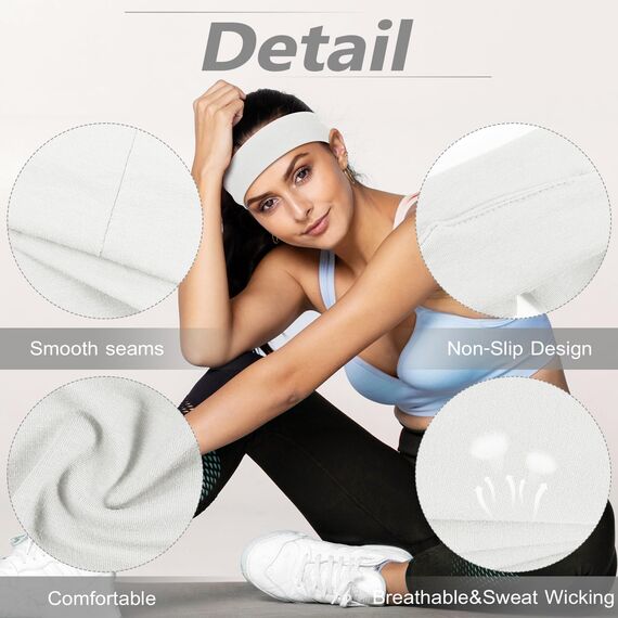 DiyJibb Stirnbänder für Damen, dehnbar, rutschfest, weiches Baumwolltuch, Haarbänder für Sport, Workout, Yoga und Laufen, 7 Stück