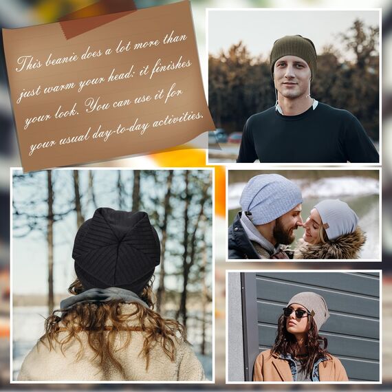 HAMUNI Slouchy Beanie Hip-Hop Weiche Leichte Laufende Beanie Mütze Atmungsaktivität Erwachsene Zwerg Hüte Chemo Cap Schädel Cap für Herren Damen (Nebelblau)
