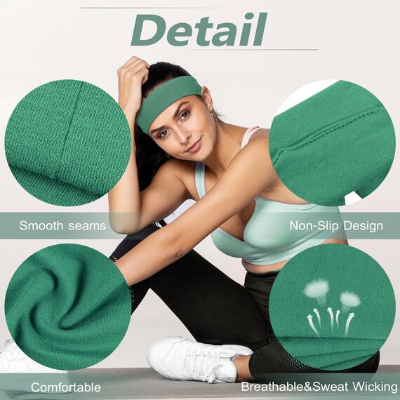 DiyJibb Stirnbänder für Damen, dehnbar, rutschfest, weiches Baumwolltuch, Haarbänder für Sport, Workout, Yoga und Laufen, 7 Stück
