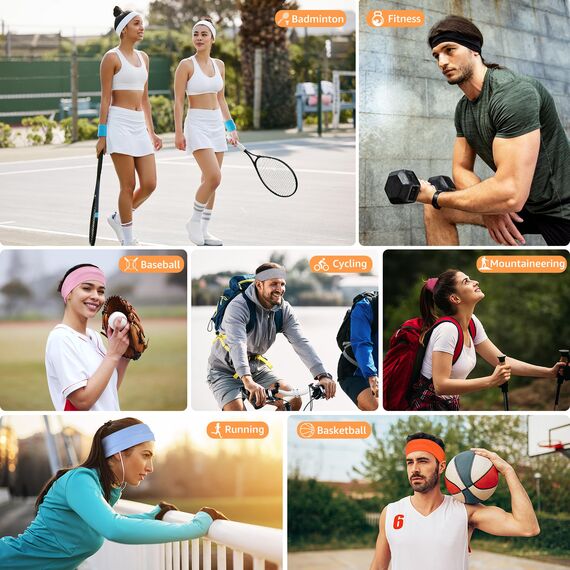 DiyJibb Stirnbänder für Damen, rutschfest, modische Sport-Haarbänder für Damenhaar, weiches Baumwolltuch, dehnbare Stirnbänder für Damen, für Workout, Yoga, Laufen, 7 Stück