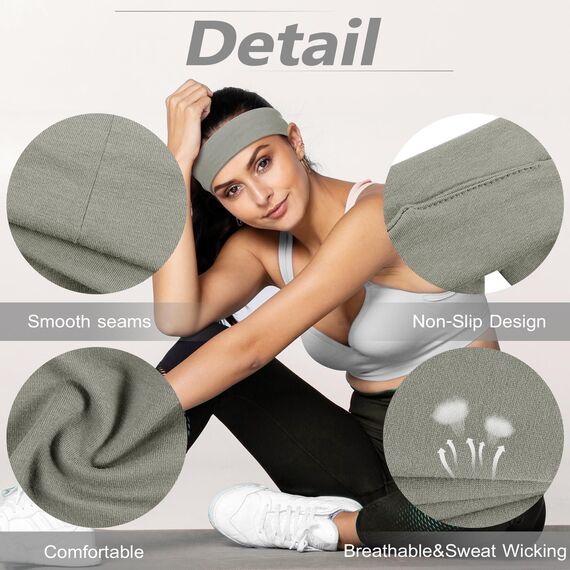 DiyJibb Stirnbänder für Damen, dehnbar, rutschfest, weiches Baumwolltuch, Haarbänder für Sport, Workout, Yoga und Laufen, 7 Stück
