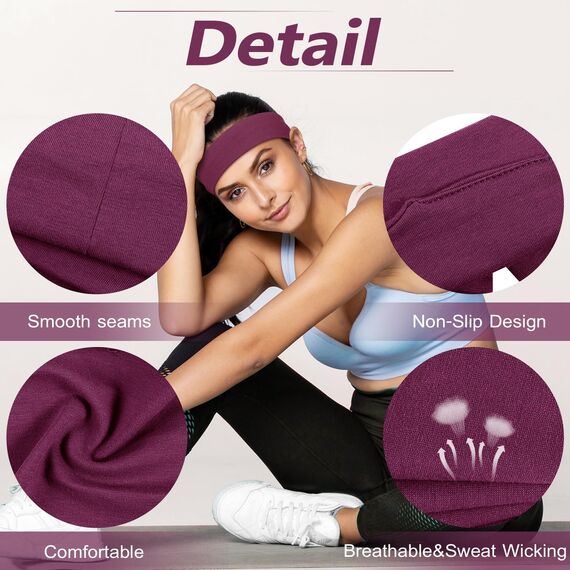 DiyJibb Stirnbänder für Damen, dehnbar, rutschfest, weiches Baumwolltuch, Haarbänder für Sport, Workout, Yoga und Laufen, 7 Stück
