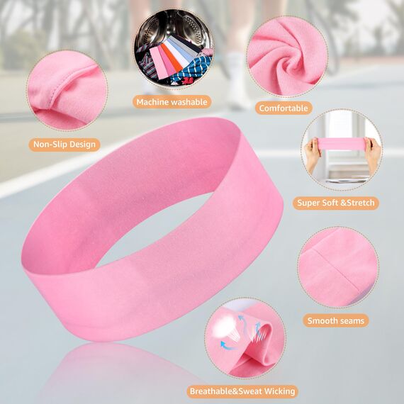 DiyJibb Stirnbänder für Damen, rutschfest, modische Sport-Haarbänder für Damenhaar, weiches Baumwolltuch, dehnbare Stirnbänder für Damen, für Workout, Yoga, Laufen, 7 Stück