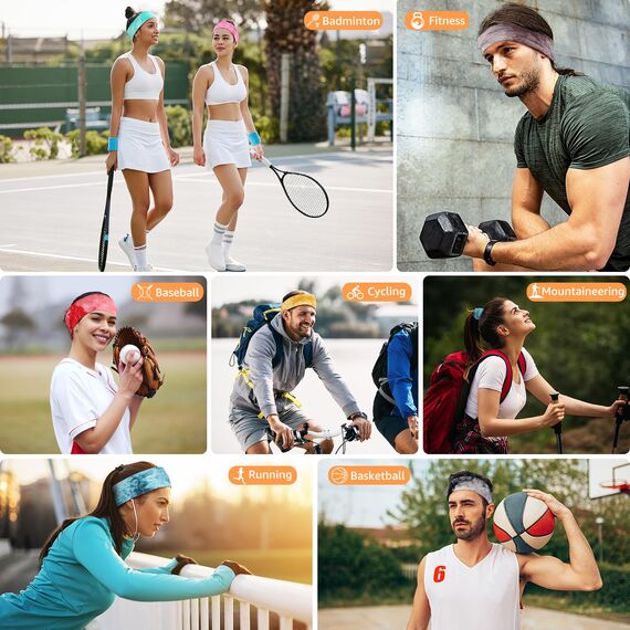 DiyJibb Stirnbänder für Damen, dehnbar, rutschfest, weiches Baumwolltuch, Haarbänder für Sport, Workout, Yoga und Laufen, 7 Stück