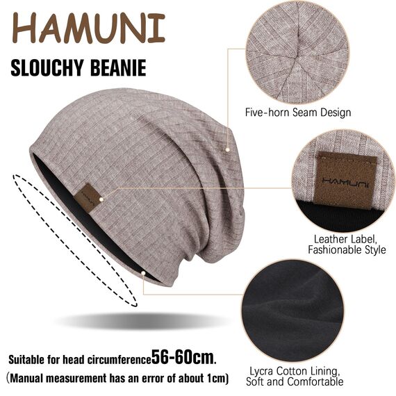 HAMUNI Slouchy Beanie Hip-Hop Weiche Leichte Laufende Beanie Mütze Atmungsaktivität Erwachsene Zwerg Hüte Chemo Cap Schädel Cap für Herren Damen