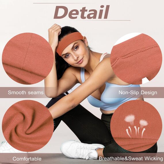 DiyJibb Stirnbänder für Damen, dehnbar, rutschfest, weiches Baumwolltuch, Haarbänder für Sport, Workout, Yoga und Laufen, 7 Stück