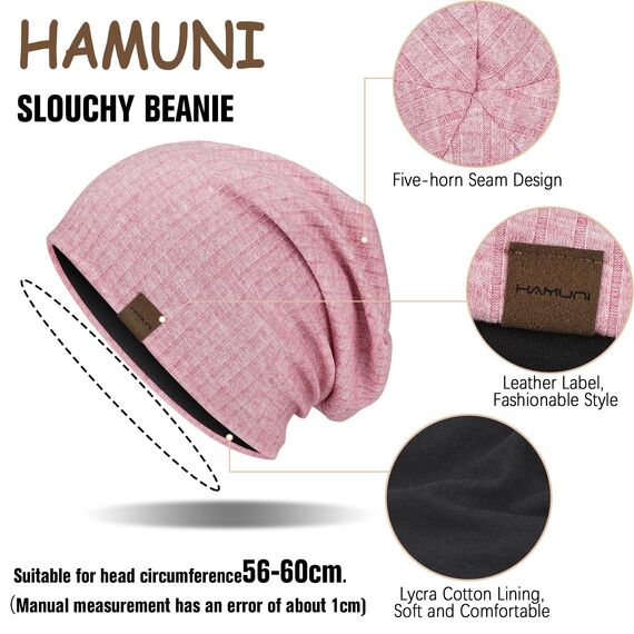 HAMUNI Slouchy Beanie Hip-Hop Weiche Leichte Laufende Beanie Mütze Atmungsaktivität Erwachsene Zwerg Hüte Chemo Cap Schädel Cap für Herren Damen