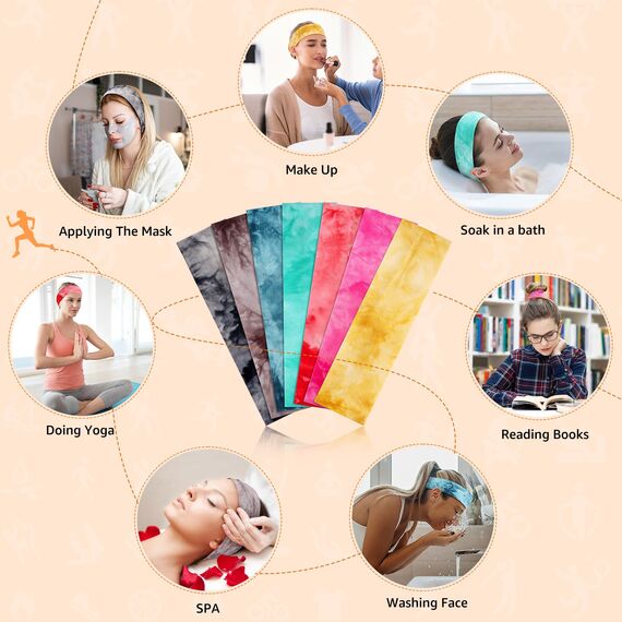 DiyJibb Stirnbänder für Damen, dehnbar, rutschfest, weiches Baumwolltuch, Haarbänder für Sport, Workout, Yoga und Laufen, 7 Stück