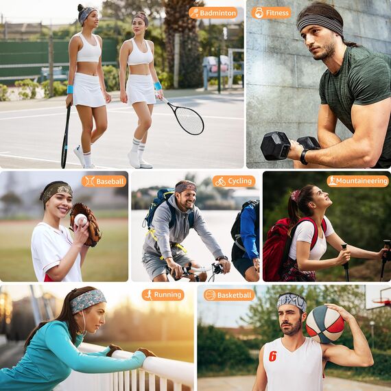 DiyJibb Stirnbänder für Damen, dehnbar, rutschfest, weiches Baumwolltuch, Haarbänder für Sport, Workout, Yoga und Laufen, 7 Stück