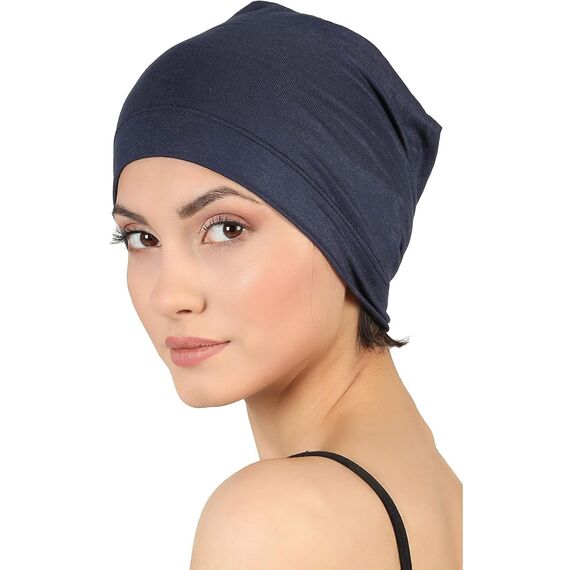 Deresina Bambus Chemo-Kopfbedeckung für Frauen & Männer – Ultra-weiche, atmungsaktive Schlafmütze bei Alopezie & Haarausfall, leichte Beanie für Tag & Nacht (x Türkis - Denim - Einheitsgröße)