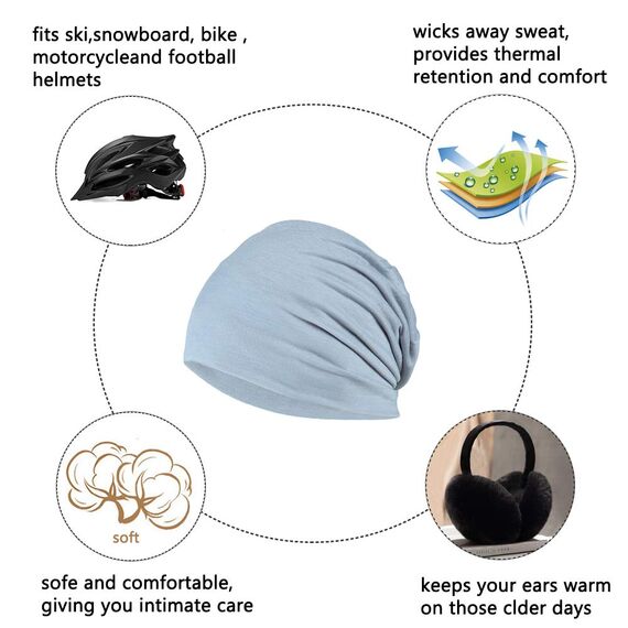 YOFASEN Slouchy Beanie Mütze - Chemo Cancer Kopfbedeckung aus Baumwolle Schlafmütze Turban Kopfbedeckung Strecken Muslimisches Kopftuch für Frauen Männer, Hellgrau, One size