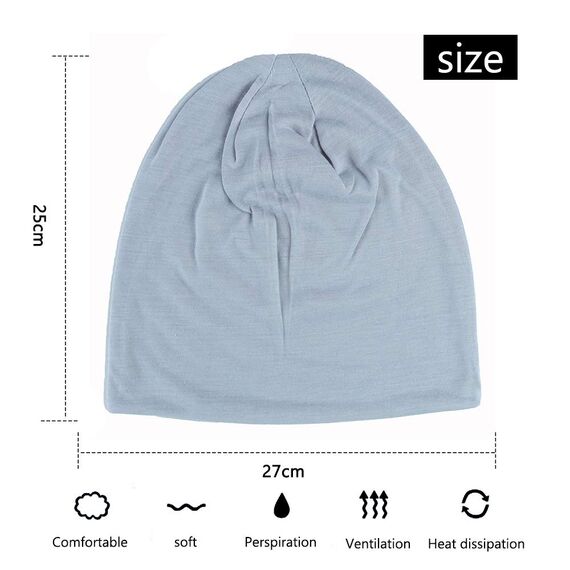 YOFASEN Slouchy Beanie Mütze - Chemo Cancer Kopfbedeckung aus Baumwolle Schlafmütze Turban Kopfbedeckung Strecken Muslimisches Kopftuch für Frauen Männer, Hellgrau, One size