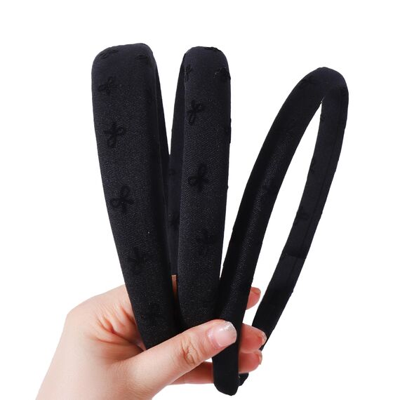 Goiern 3 Stück Kopfbänder für Frauen, Schwarzes Kopfband für Mädchen Schleifen-Muster Haarband Ohne Zähne Dicke Breite Kopfbänder Hoops Cute Haaraccessoires