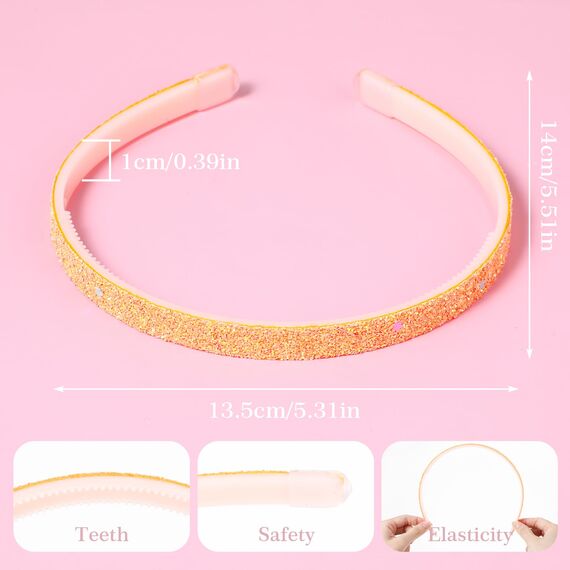 WLLHYF 4 Stück Glitzer-Haarband, Buntes Haar-Accessoire Kunststoff Glitzernd Niedlich Rutschfest Dick Glitzernd Konfetti Regenbogen-Haarbänder mit Zähnen für Kleine Mädchen (Mehrfarbige Sterne)