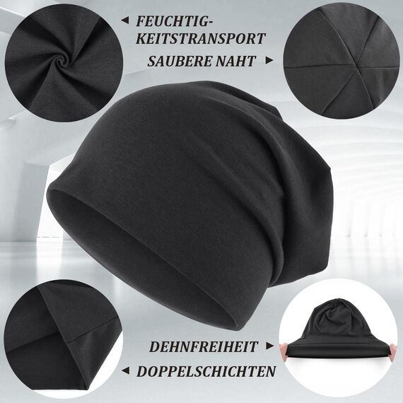 EINSKEY Slouch Beanie Mütze: Weich Dünne Baumwollmütze Damen Herren, Atmungsaktiv Jersey, Elastisch Longbeanie Alle Jahreszeiten, Ideal Chemo/Laufmütze​