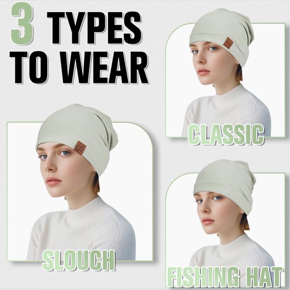 GXCROR Mütze für Damen und Herren - Beanie Slouch, Baumwolle Weich Dünn, Leicht Atmungsaktiv Longbeanie, Chemo Mütze für Alle Jahreszeiten