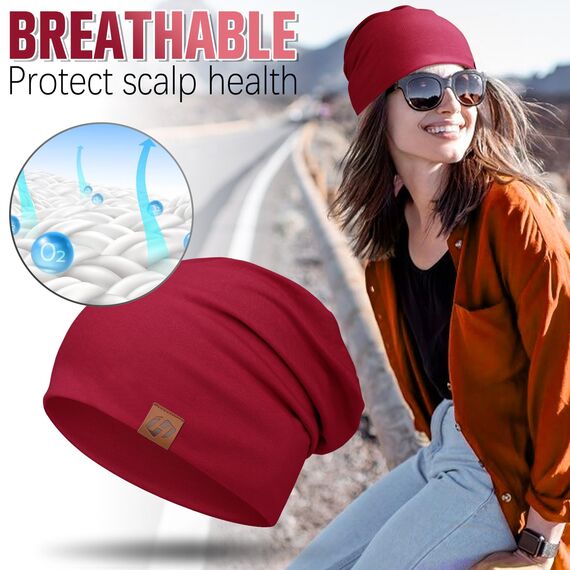 GXCROR Mütze für Damen und Herren - Beanie Slouch Longbeanie aus Weicher Baumwolle, Leicht und Atmungsaktiv - Chemo Kopfbedeckung für Alle Jahreszeiten