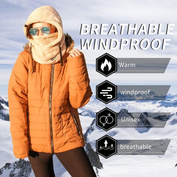 Shy Velvet Plüsch Sturmhaube Mütze Winter Thermo Skimaske Wolle Balaclava für Radfahren, Snowboarden, Skifahren, Motorradfahren Winddicht Gesichtshaube für Herren/Damen