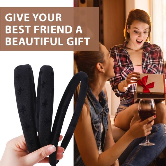 Goiern 3 Stück Kopfbänder für Frauen, Schwarzes Kopfband für Mädchen Schleifen-Muster Haarband Ohne Zähne Dicke Breite Kopfbänder Hoops Cute Haaraccessoires