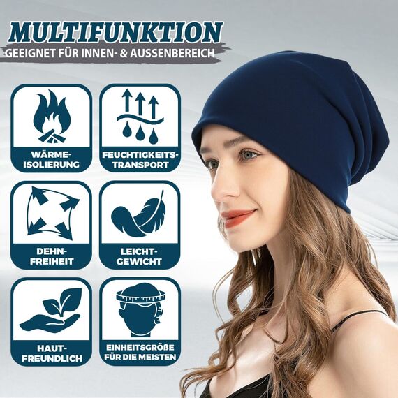 EINSKEY Slouch Beanie Mütze: Weich Dünne Baumwollmütze Damen Herren, Atmungsaktiv Jersey, Elastisch Longbeanie Alle Jahreszeiten, Ideal Chemo/Laufmütze​