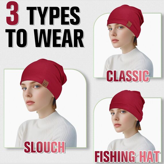 GXCROR Mütze für Damen und Herren - Beanie Slouch Longbeanie aus Weicher Baumwolle, Leicht und Atmungsaktiv - Chemo Kopfbedeckung für Alle Jahreszeiten