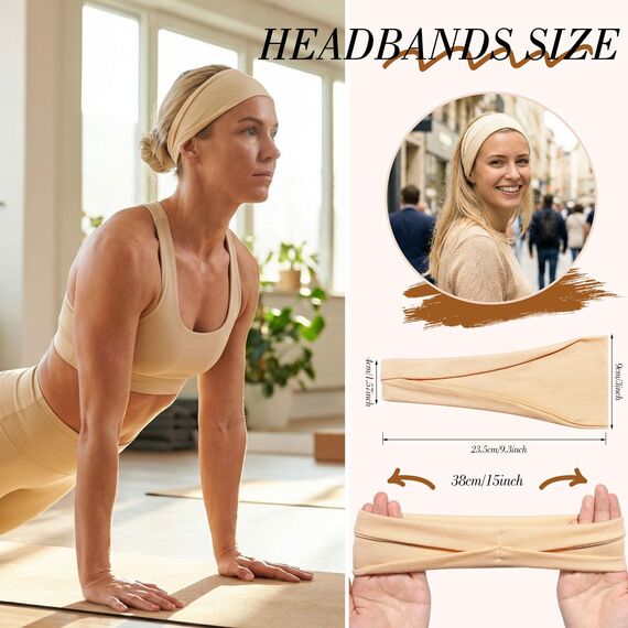 8 Stück Stirnband Damen, Sport Haarband Damen Haarbänder Schweißband Mischfarben Elastisch Headband Unisex für Yoga Fitness Joggen Workout