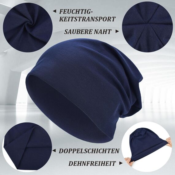 EINSKEY Slouch Beanie Mütze: Weich Dünne Baumwollmütze Damen Herren, Atmungsaktiv Jersey, Elastisch Longbeanie Alle Jahreszeiten, Ideal Chemo/Laufmütze​