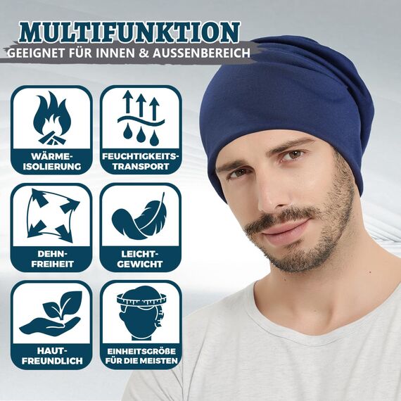 EINSKEY Slouch Beanie Mütze: Weich Dünne Baumwollmütze Damen Herren, Atmungsaktiv Jersey, Elastisch Longbeanie Alle Jahreszeiten, Ideal Chemo/Laufmütze​