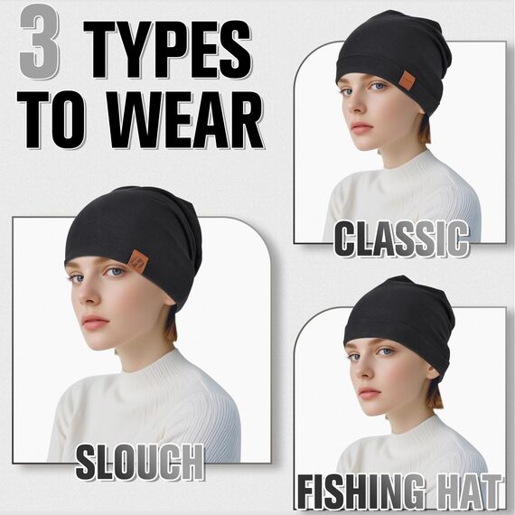 GXCROR Mütze für Damen und Herren - Beanie Slouch, Baumwolle Weich Dünn, Leicht Atmungsaktiv Longbeanie, Chemo Kopfbedeckung für Alle Jahreszeiten