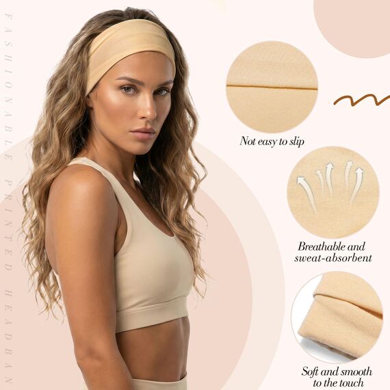 8 Stück Stirnband Damen, Sport Haarband Damen Haarbänder Schweißband Mischfarben Elastisch Headband Unisex für Yoga Fitness Joggen Workout