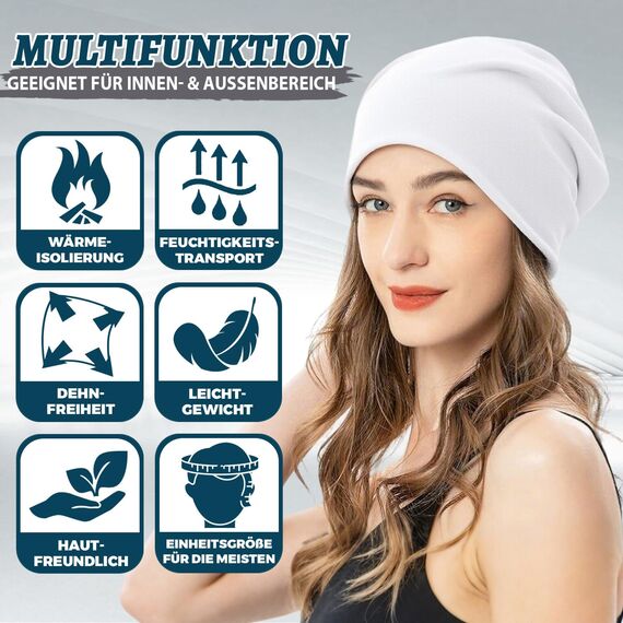 EINSKEY Slouch Beanie Mütze: Weich Dünne Baumwollmütze Damen Herren, Atmungsaktiv Jersey, Elastisch Longbeanie Alle Jahreszeiten, Ideal Chemo/Laufmütze​