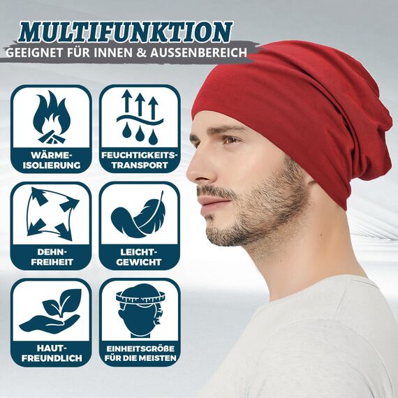 EINSKEY Slouch Beanie Mütze: Weich Dünne Baumwollmütze Damen Herren, Atmungsaktiv Jersey, Elastisch Longbeanie Alle Jahreszeiten, Ideal Chemo/Laufmütze​