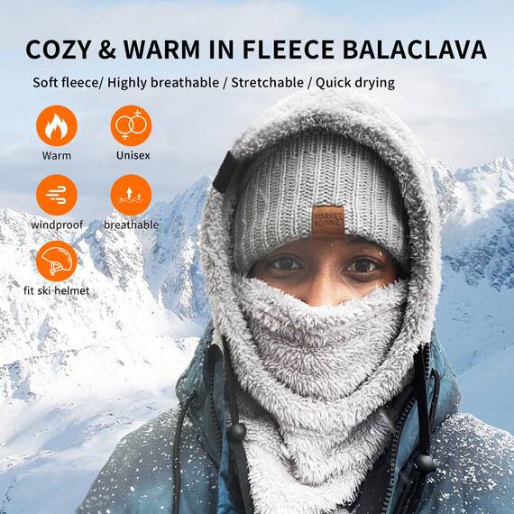 Shy Velvet Plüsch Sturmhaube Mütze Winter Thermo Skimaske Wolle Balaclava für Radfahren, Snowboarden, Skifahren, Motorradfahren Winddicht Gesichtshaube für Herren/Damen