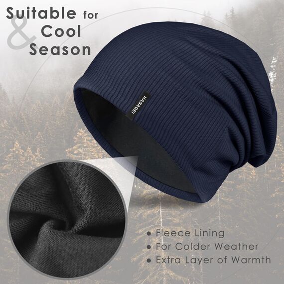 HASAGEI Mütze Herren Damen, Slouch Beanie Mütze Damen, Übergangszeit Weiche Leicht Modische Jersey Beanie, Unisex Warm Winter Mütze Ideal für Frühling Herbst und Winter (Marineblau)