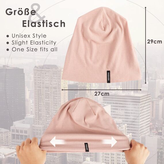 HASAGEI Mütze Herren Damen, Slouch Beanie Mütze Damen, Übergangszeit Weiche Leicht Modische Jersey Beanie, Unisex Warm Winter Mütze Ideal für Frühling Herbst und Winter (Rosa)