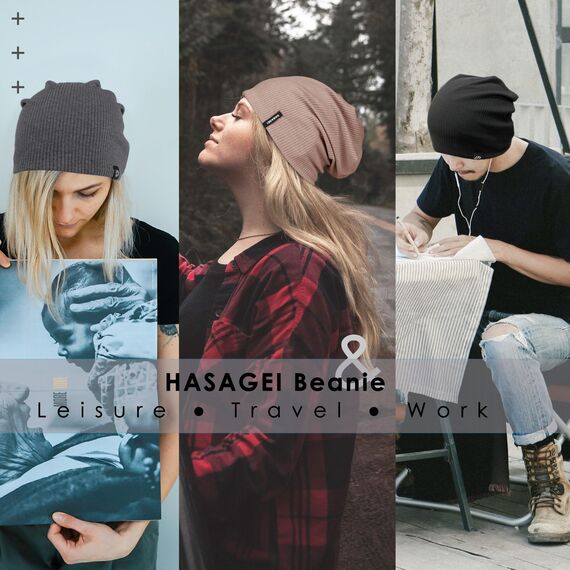 HASAGEI Mütze Herren Damen, Slouch Beanie Mütze Damen, Übergangszeit Weiche Leicht Modische Jersey Beanie, Unisex Warm Winter Mütze Ideal für Frühling Herbst und Winter (Licht Kachi)