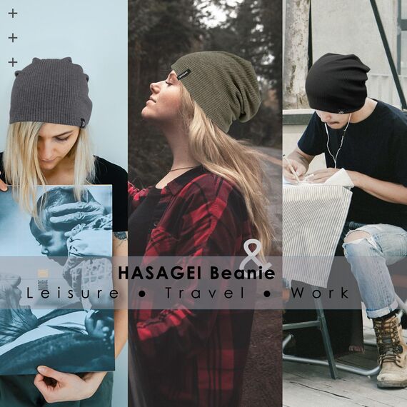 HASAGEI Mütze Herren Damen, Slouch Beanie Mütze Damen, Übergangszeit Weiche Leicht Modische Jersey Beanie, Unisex Warm Winter Mütze Ideal für Frühling Herbst und Winter (Grün)