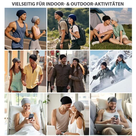 EINSKEY Slouch Beanie Mütze: Weich Dünne Baumwollmütze Damen Herren, Atmungsaktiv Jersey, Elastisch Longbeanie Alle Jahreszeiten, Ideal Chemo/Laufmütze​